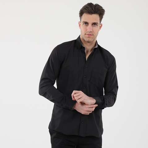 GREENWOOD-Ανδρικό oxford πουκάμισο GREENWOOD 04231001 CHAMBRAY μαύρα