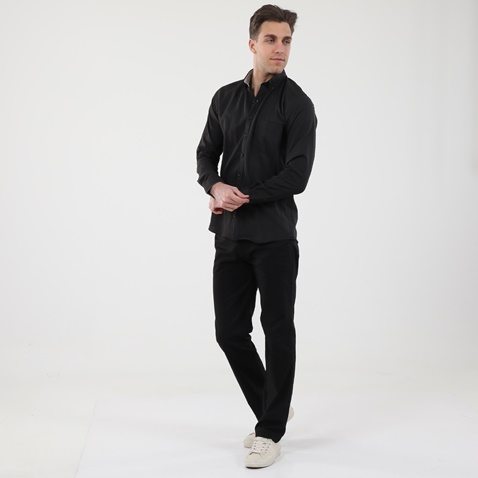 GREENWOOD-Ανδρικό oxford πουκάμισο GREENWOOD 04231001 CHAMBRAY μαύρα