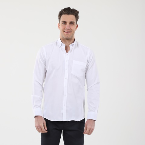 GREENWOOD-Ανδρικό πουκάμισο GREENWOOD CHAMBRAY 04231001 λευκό