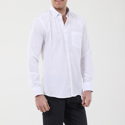GREENWOOD-Ανδρικό πουκάμισο GREENWOOD CHAMBRAY 04231001 λευκό