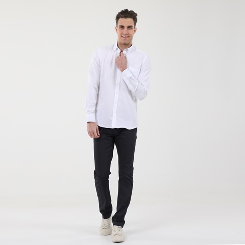 GREENWOOD-Ανδρικό πουκάμισο GREENWOOD CHAMBRAY 04231001 λευκό