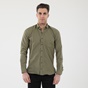GREENWOOD-Ανδρικό πουκάμισο GREENWOOD 04231001 CHAMBRAY καφέ