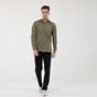 GREENWOOD-Ανδρικό πουκάμισο GREENWOOD 04231001 CHAMBRAY καφέ