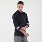 GREENWOOD-Ανδρικό πουκάμισο GREENWOOD 04231001 CHAMBRAY ναυτικό μπλε