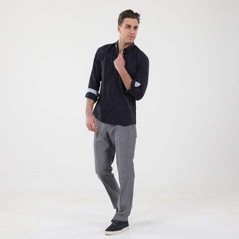 GREENWOOD-Ανδρικό πουκάμισο GREENWOOD 04231001 CHAMBRAY ναυτικό μπλε