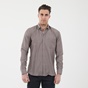 GREENWOOD-Ανδρικό πουκάμισο GREENWOOD 04231001 CHAMBRAY καφέ