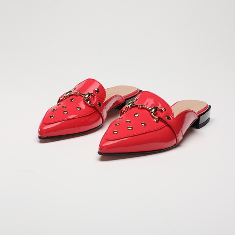 WALL STREET-Γυναικεία flat mules ADAMS WALL STREET  21562139024 κόκκινα