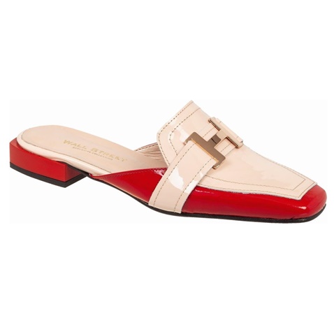 WALL STREET-Γυναικεία flat mules ADAMS WALL STREET 21562142229 μπεζ κόκκινα