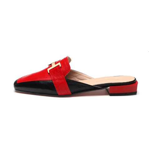 WALL STREET-Γυναικεία flat mules ADAMS WALL STREET 21562149699 κόκκινα μαύρα