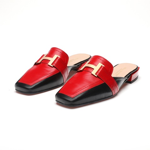 WALL STREET-Γυναικεία flat mules ADAMS WALL STREET 21562149699 κόκκινα μαύρα