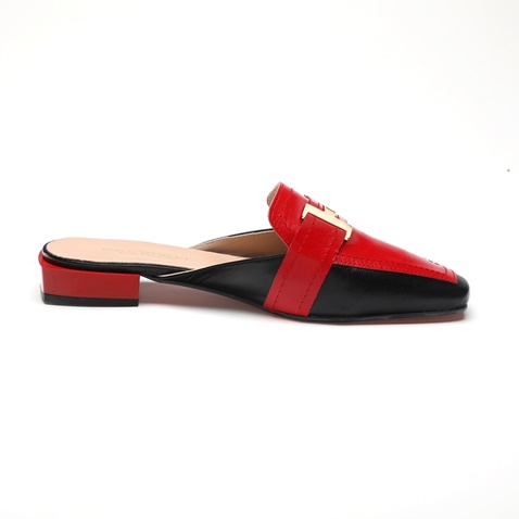 WALL STREET-Γυναικεία flat mules ADAMS WALL STREET 21562149699 κόκκινα μαύρα