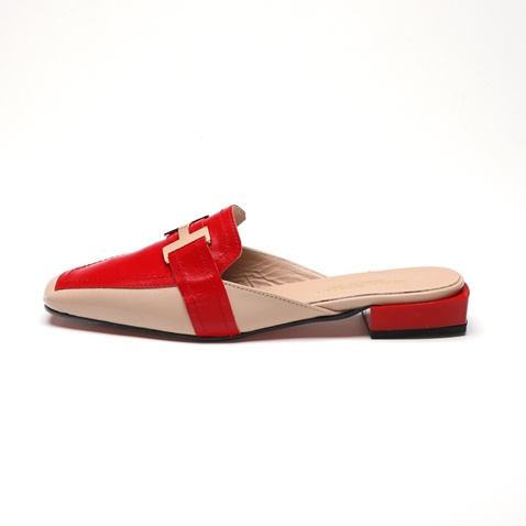WALL STREET-Γυναικεία flat mules ADAMS WALL STREET 21562149699 κόκκινα μπεζ