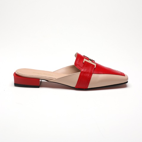 WALL STREET-Γυναικεία flat mules ADAMS WALL STREET 21562149699 κόκκινα μπεζ