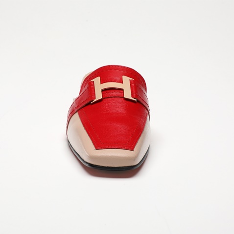WALL STREET-Γυναικεία flat mules ADAMS WALL STREET 21562149699 κόκκινα μπεζ