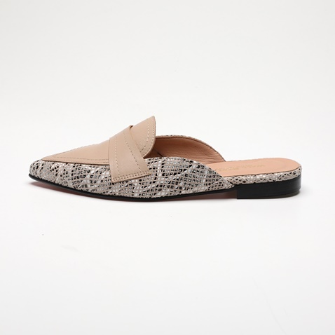 WALL STREET-Γυναικεία flat mules ADAMS WALL STREET 21562033999 μπεζ snakeskin