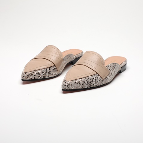 WALL STREET-Γυναικεία flat mules ADAMS WALL STREET 21562033999 μπεζ snakeskin
