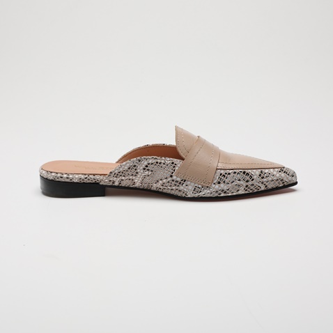 WALL STREET-Γυναικεία flat mules ADAMS WALL STREET 21562033999 μπεζ snakeskin