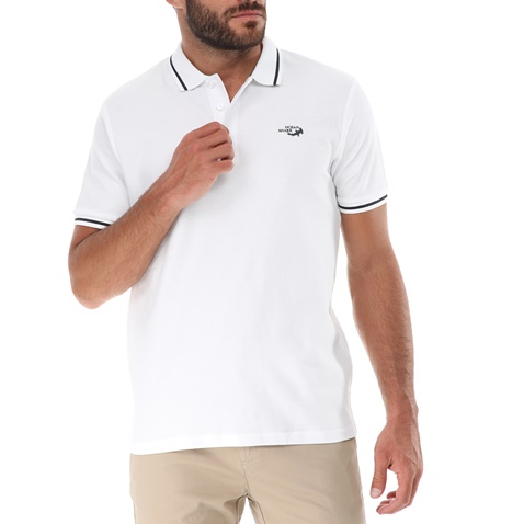 OCEAN SHARK-Ανδρική polo μπλούζα OCEAN SHARK 1010047201 POLO PIQUE λευκή