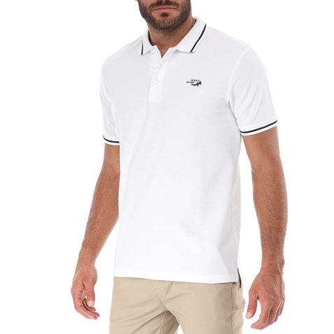 OCEAN SHARK-Ανδρική polo μπλούζα OCEAN SHARK 1010047201 POLO PIQUE λευκή