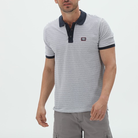 OCEAN SHARK-Ανδρική polo μπλούζα OCEAN SHARK 101004191 λευκή μπλε ριγέ
