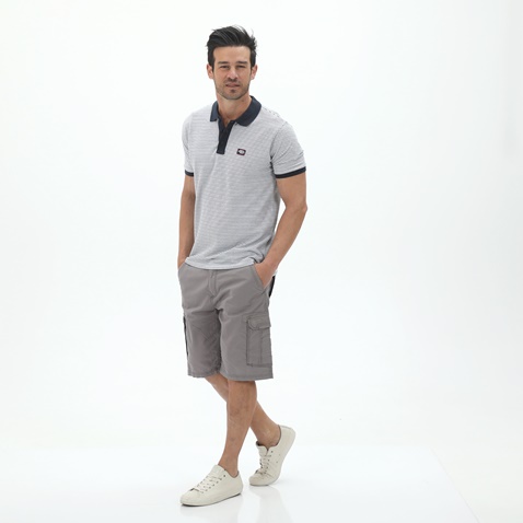 OCEAN SHARK-Ανδρική polo μπλούζα OCEAN SHARK 101004191 λευκή μπλε ριγέ