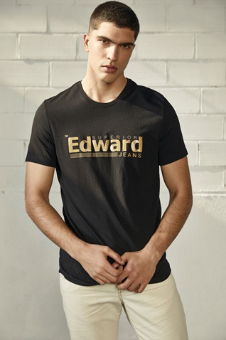EDWARD JEANS-Ανδρικό t-shirt EDWARD JEANS MP-N-TOP-S21-013 FIXED μαύρο