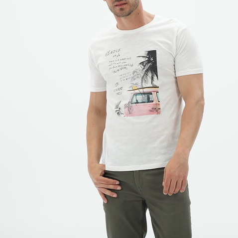 BATTERY-Ανδρικό t-shirt BATTERY 2110056201 λευκό