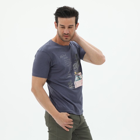 BATTERY-Ανδρικό t-shirt BATTERY 2110056201 μπλε