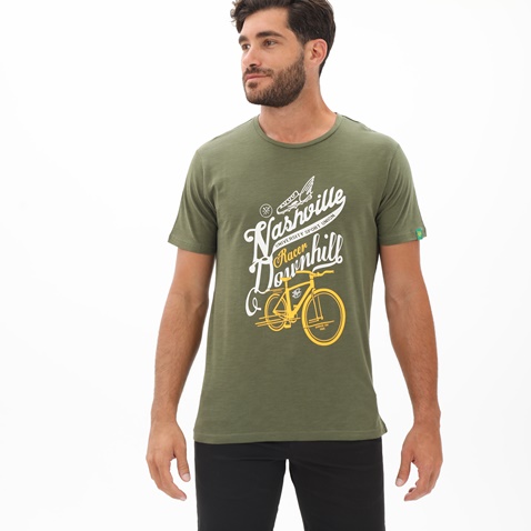 GREENWOOD-Ανδρικό t-shirt GREENWOOD 21K602691 χακί