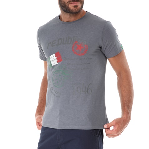 GREENWOOD-Ανδρικό t-shirt GREENWOOD 21K602491 σκούρο γκρι