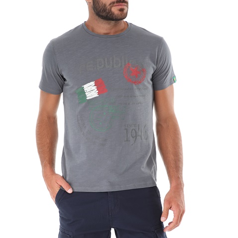 GREENWOOD-Ανδρικό t-shirt GREENWOOD 21K602491 σκούρο γκρι