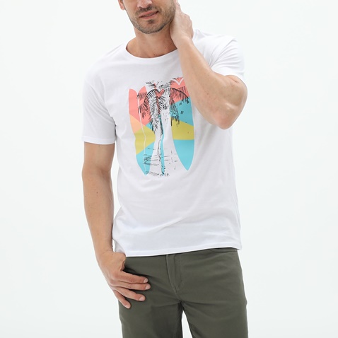 RUN-Ανδρικό t-shirt RUN 21K9083201 λευκό