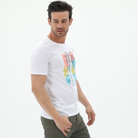 RUN-Ανδρικό t-shirt RUN 21K9083201 λευκό