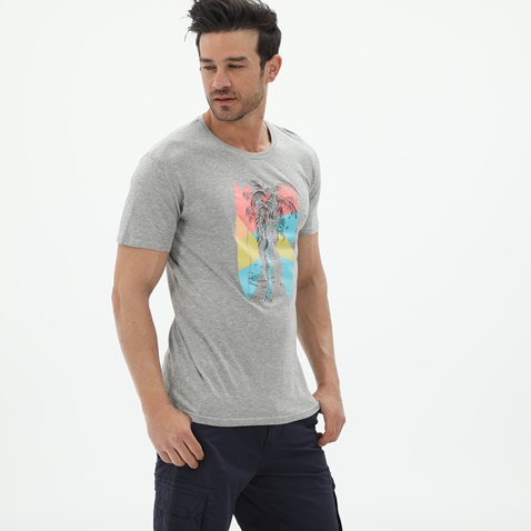 RUN-Ανδρικό t-shirt RUN 21K9083201 T-SHIRT BOX 8 RUN PRINT52 γκρι