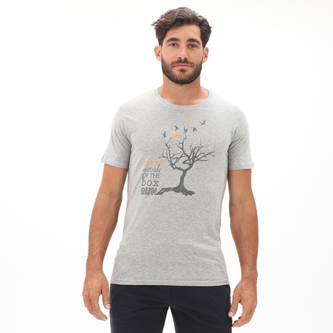 RUN-Ανδρικό t-shirt RUN 21K9078201BOX 3 RUN PRINT7 γκρι