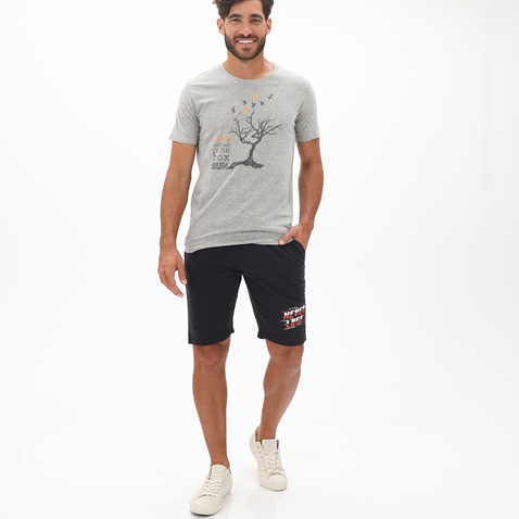 RUN-Ανδρικό t-shirt RUN 21K9078201BOX 3 RUN PRINT7 γκρι