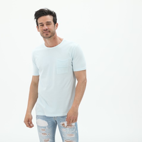 DIRTY LAUNDRY-Ανδρική μπλούζα DIRTY LAUNDRY DLMT3020S FRONT SLUB POCKET γαλάζια