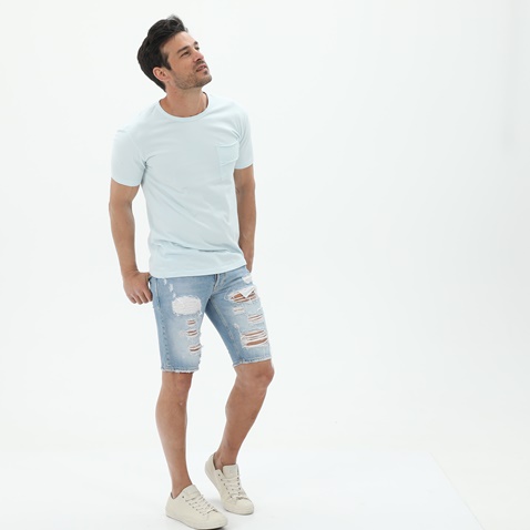 DIRTY LAUNDRY-Ανδρική μπλούζα DIRTY LAUNDRY DLMT3020S FRONT SLUB POCKET γαλάζια