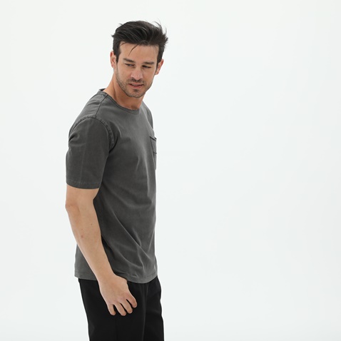 DIRTY LAUNDRY-Ανδρική μπλούζα DIRTY LAUNDRY DLMT3020S FRONT SLUB POCKET ανθρακί
