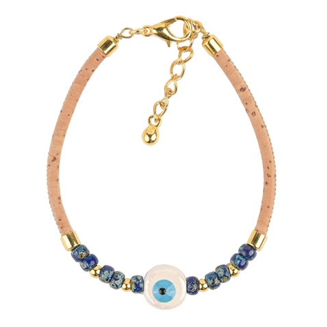 APOXYLO-Γυναικείο βραχιόλι APOXYLO 5017 CERAMIC EYE από φυσικό φελλό