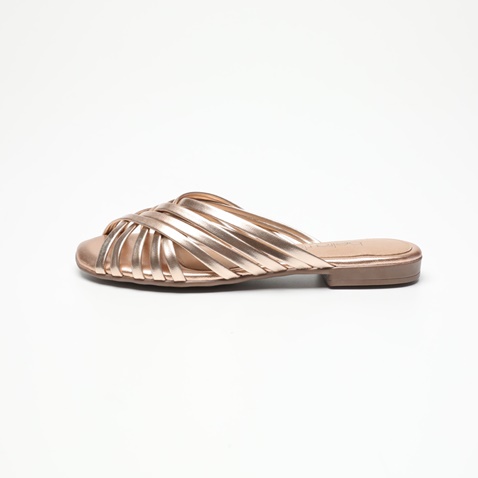 BEIRA RIO-Γυναικεία flat πέδιλα mules BEIRA RIO 4120-1880-884 ροζ χρυσά