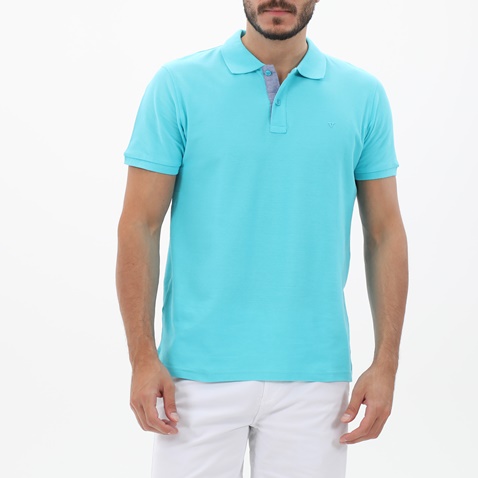 FRANK TAILOR-Ανδρική polo μπλούζα FRANK TAILOR 123-60-0001 μπλε ανοιχτό