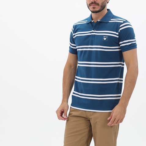 FRANK TAILOR-Ανδρική polo μπλούζα FRANK TAILOR 123-62-0001 μπλε λευκή ριγέ