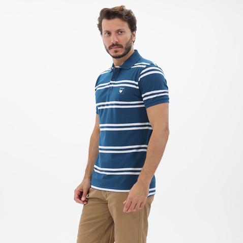 FRANK TAILOR-Ανδρική polo μπλούζα FRANK TAILOR 123-62-0001 μπλε λευκή ριγέ
