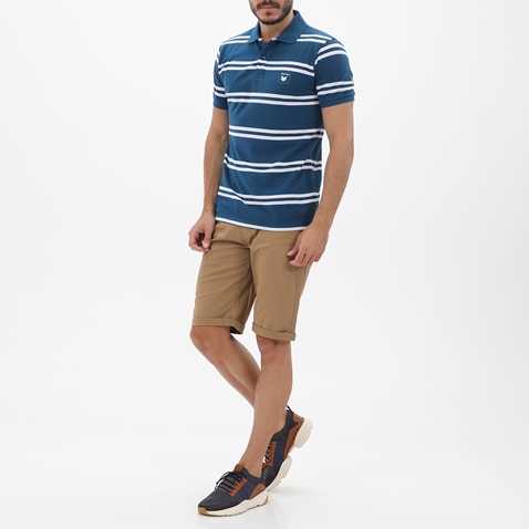 FRANK TAILOR-Ανδρική polo μπλούζα FRANK TAILOR 123-62-0001 μπλε λευκή ριγέ