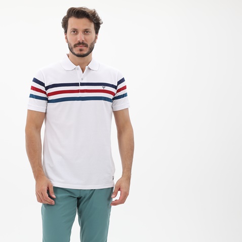 FRANK TAILOR-Ανδρική polo μπλούζα FRANK TAILOR 123-62-0001 λευκή