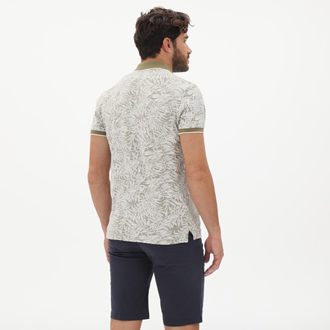 GANT-Ανδρική polo μπλούζα GANT 2022012 Leaf Print Pique Rug χακί
