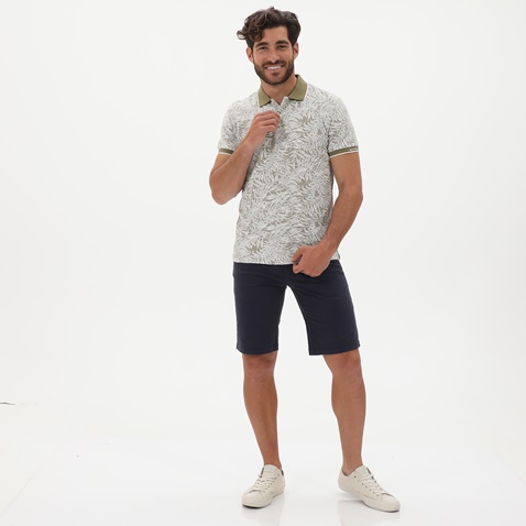 GANT-Ανδρική polo μπλούζα GANT 2022012 Leaf Print Pique Rug χακί
