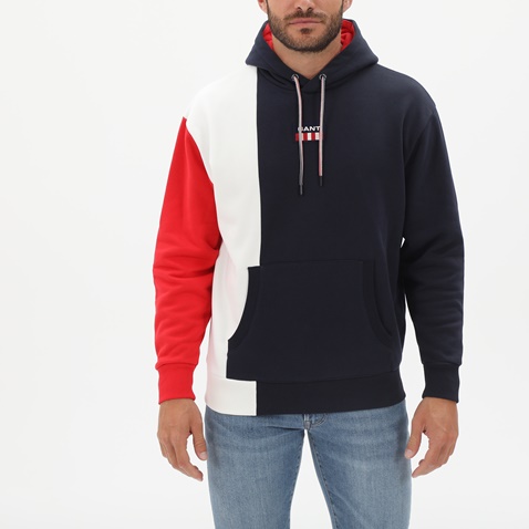 GANT-Ανδρική φούτερ μπλούζα GANT 2037011 Retro Logo μπλε κόκκινη λευκή