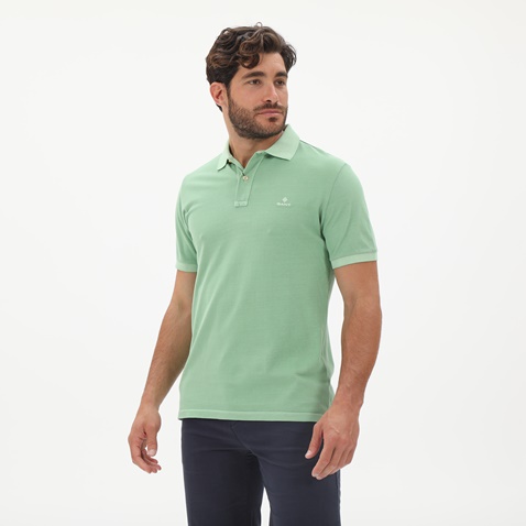 GANT-Ανδρική polo μπλούζα GANT 2052028 Sunfaded Pique Rug πράσινη